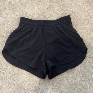 LULULEMON “Track That” High Rise 3” Black Shorts (WASHED BUT NEVER WORN)
